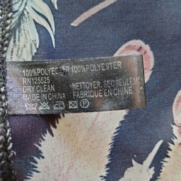 Feather Print Navy Open Front Kimono Cover Up Short Sleeve Size S/M - Picture 7 of 10